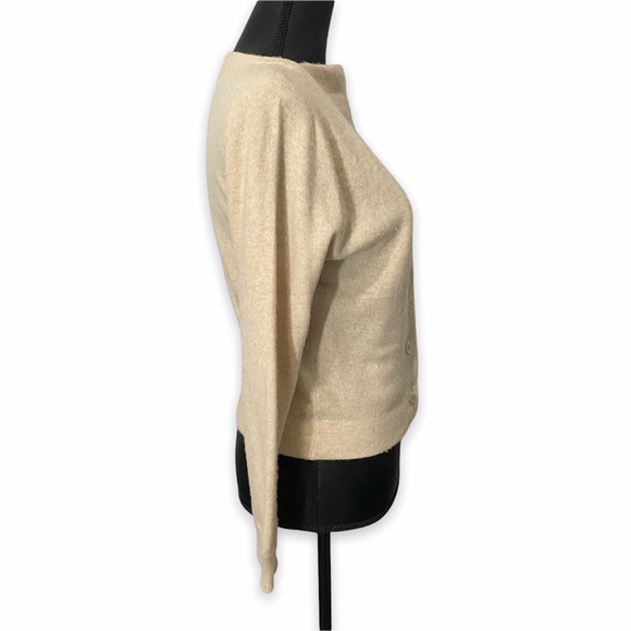 Vintage Cashmere Sweater Medium Beige Faux Collar - Picture 4 of 6